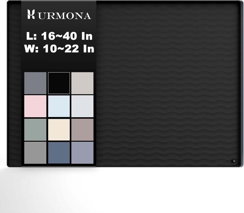 URMONA 19'' x 19'' Waterproof Silicone Under Sink Mat Cabinet and Counter Protector, Shelf Liner for Kitchen and Bathroom, Storage and Organizers, Litter Mat, Pet Cat Puppy Essentials（Black） - Image 1